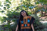 Image 3 of Black Flowered Huipil "Itsmo de Tehuantepec", Oaxaca
