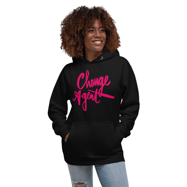 Fitted Fuchsia Script Hoodie Change Agent Apparel