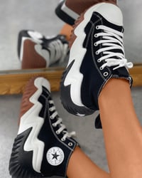 Image 3 of  Star Print  Lace-up Canvas Sneakers