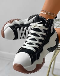 Image 4 of  Star Print  Lace-up Canvas Sneakers