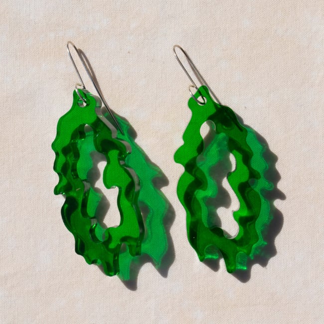 Green Acrylic Drip Earrings
