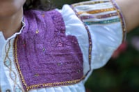 Image 4 of Traditional Dazzling White and Purple Blouse, Tzoltzil, San Juan Chamula, Chiapas