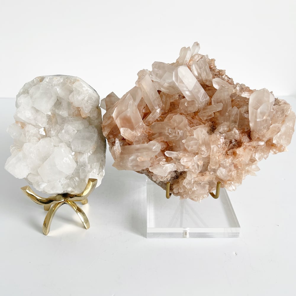 Image of Pink Quartz no.126 + Lucite and Brass Stand