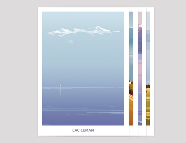 Image of Série de 4 affiches "Lac Léman"