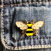 ENAMEL BEE PIN BADGE WITH GOLD OUTLINE 