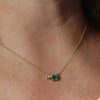 Dainty emerald and opal gold cluster necklace
