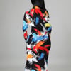 Print Zipper back long dress 
