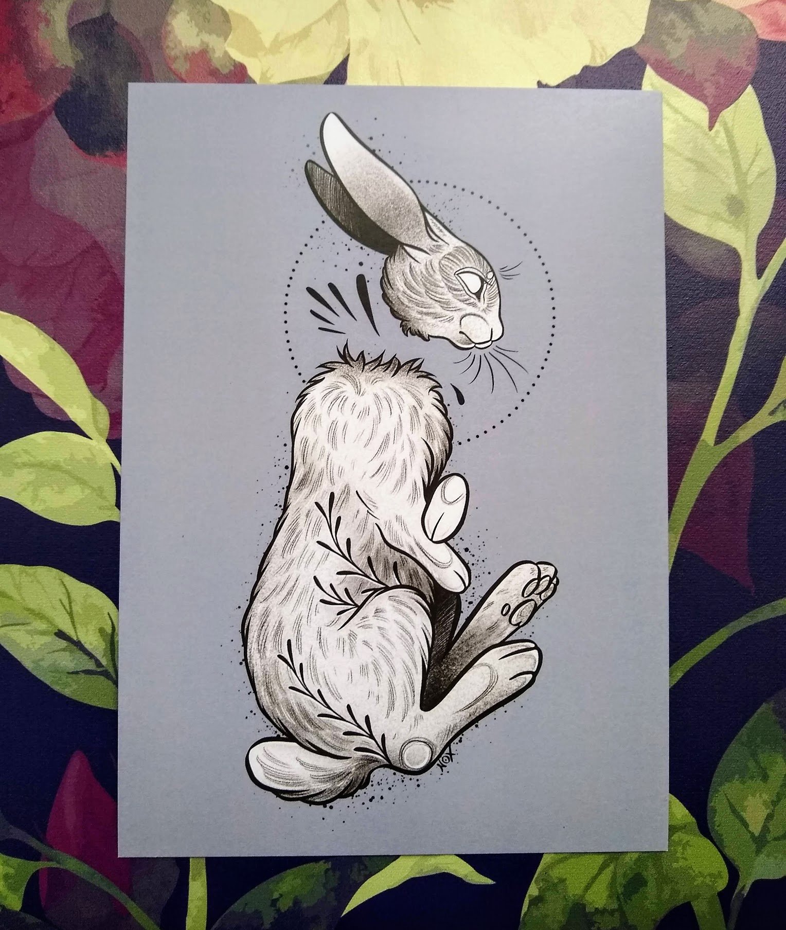fancy rabbit  ハンドメイドパステル画 絵画アート原画 Headless rabbit A5 print | Nox Art