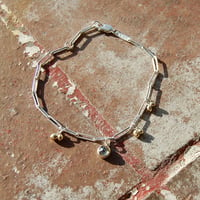 Image 1 of Handmade silver bracelet with diamond and gold clusters