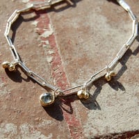 Image 2 of Handmade silver bracelet with diamond and gold clusters