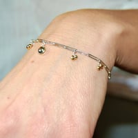 Image 3 of Handmade silver bracelet with diamond and gold clusters
