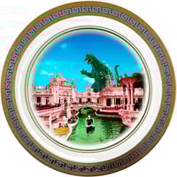Image 1 of Godzilla Romantic Victorian Landscape - Large fine china plate - #0776