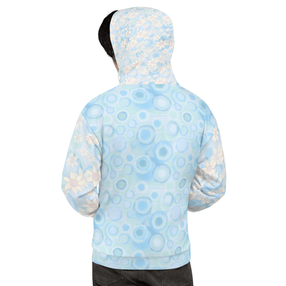 Image of Bubbles blue flowers Unisex Hoodie