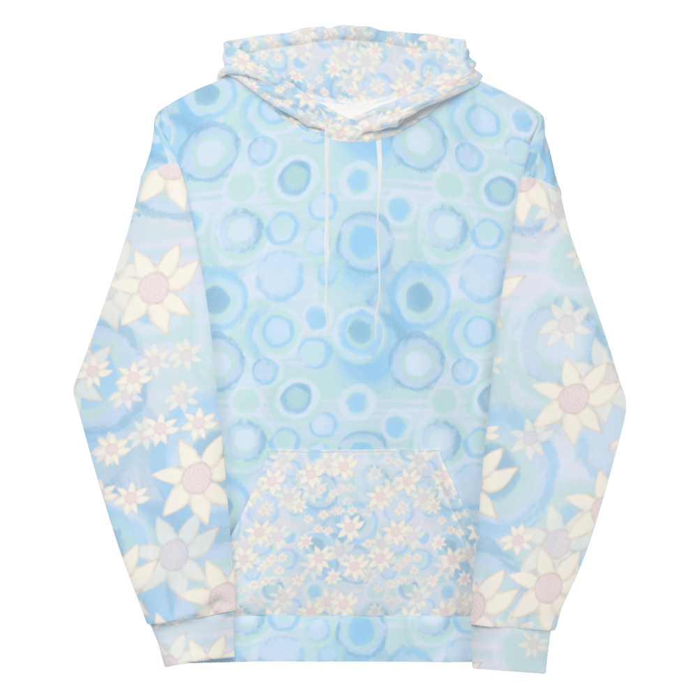 Image of Bubbles blue flowers Unisex Hoodie