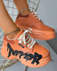 Image 1 of Amor Print Lace-up  Sneakers