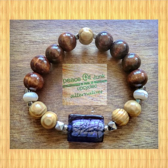 Image of #VIOLET MULTIWOOD #BONE SILVER BRACELET