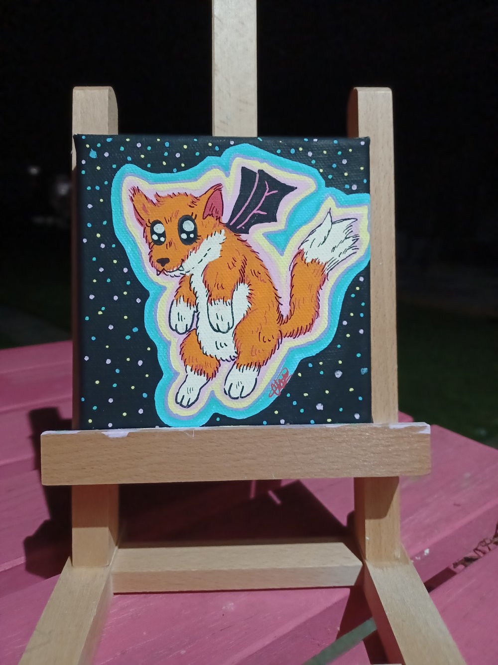 Image of Fox Bat Halloween Painting