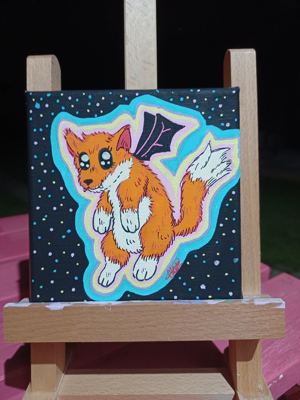 Image of Fox Bat Halloween Painting
