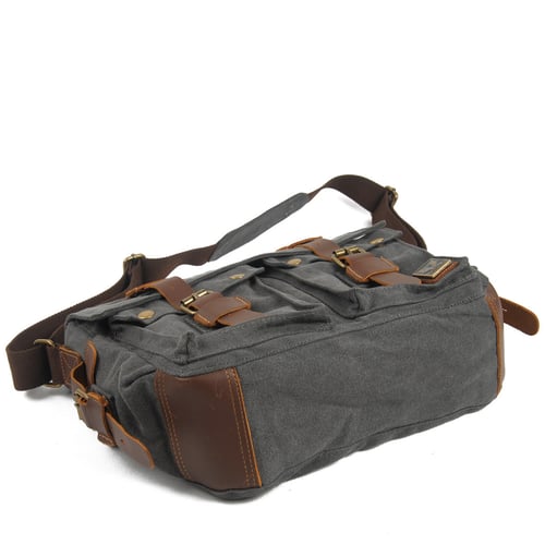Image of Canvas Leather Messenger Bag, Crossbody Bag for Men, Shoulder Bag, Laptop Bag 2138K