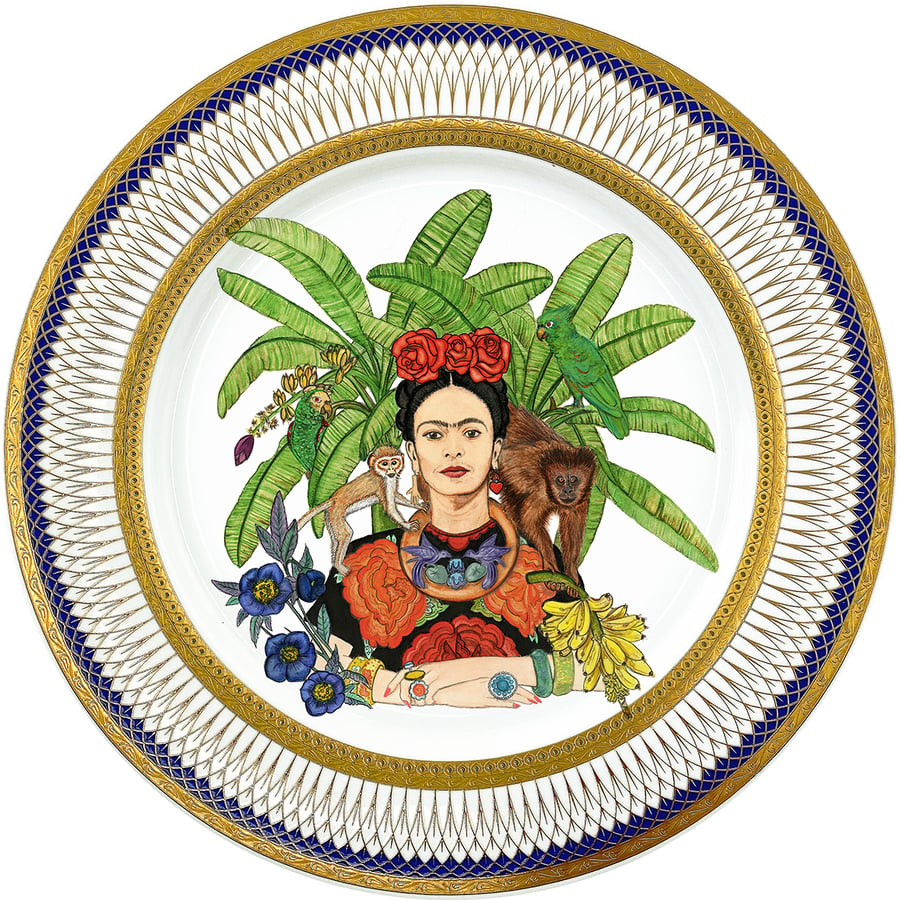 Image of TROPICAL MEXICAN WATERCOLOR - Large Fine China Plate - #0774