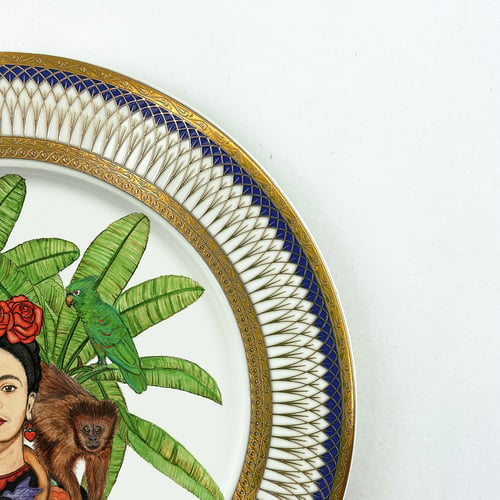 Image of Tropical Mexican Watercolor - Fine China Plate - #0787