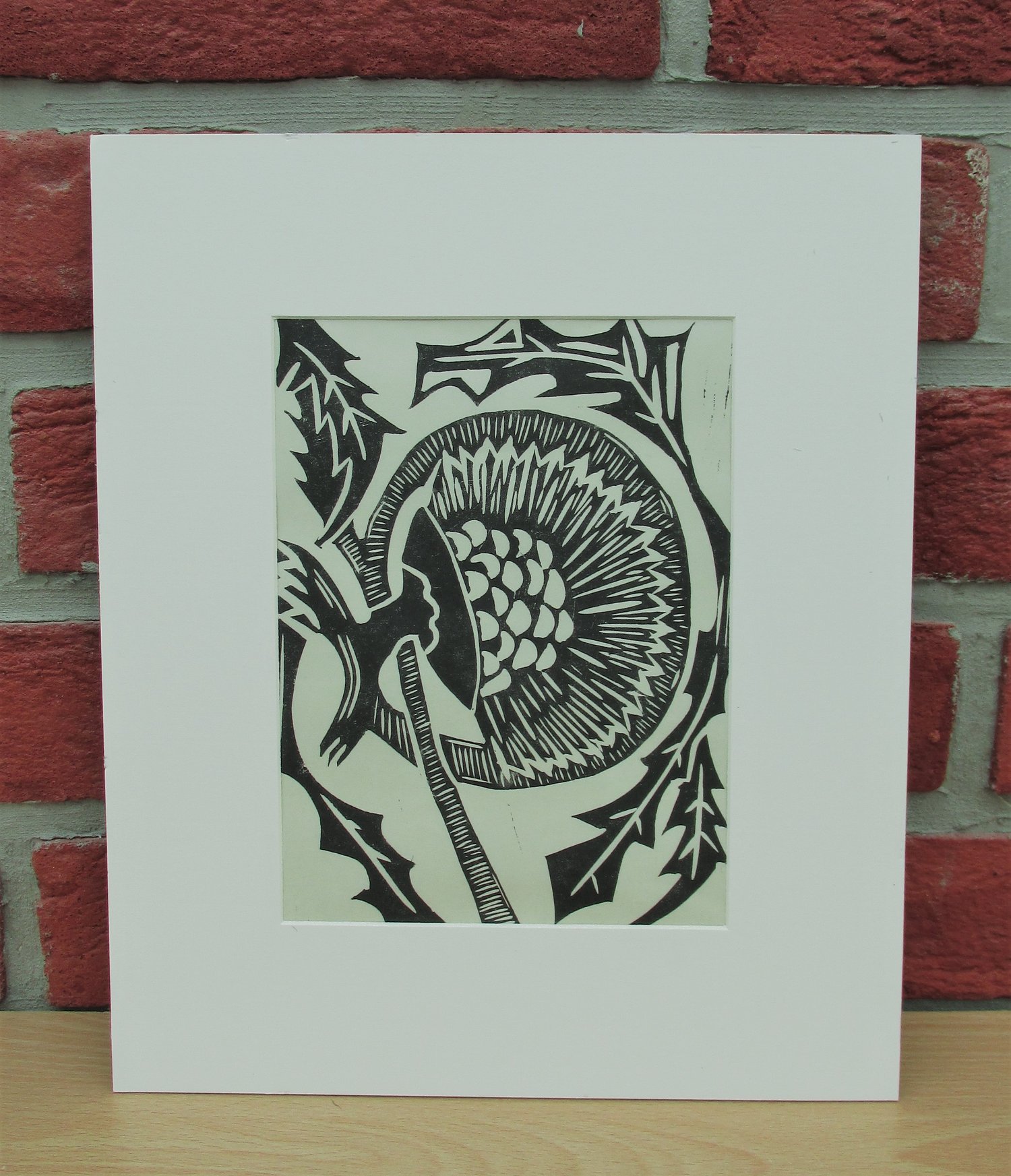 Abstract Flower Linocut Print