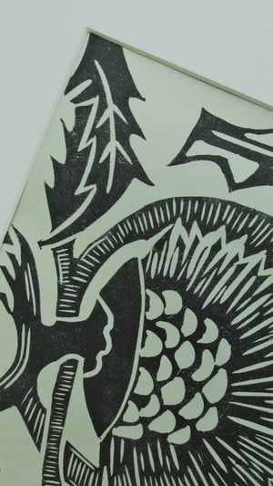 Abstract Flower Linocut Print