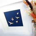 Flying Swallows Framed Woodcut