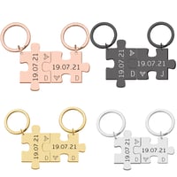 Customized  Date Puzzle Keychain Set