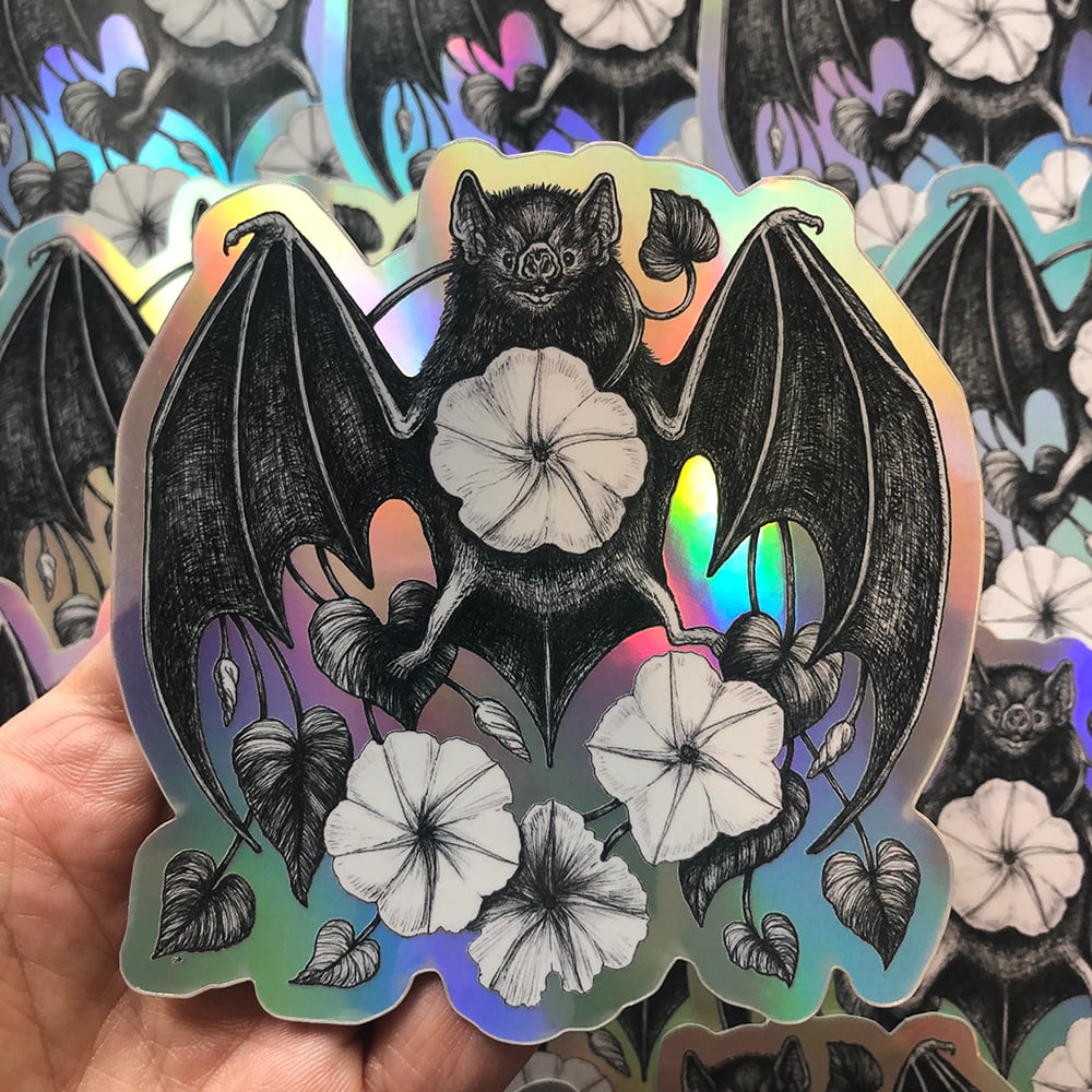 Image of Moonflower Bat Holographic Sticker