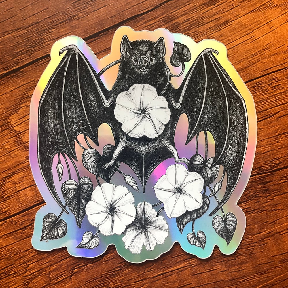 Image of Moonflower Bat Holographic Sticker