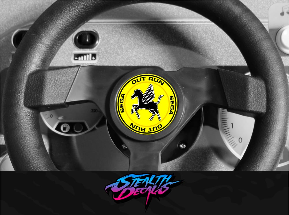 Image of OutRun Steering wheel centre sticker to fit Arcade 1up Cabinet