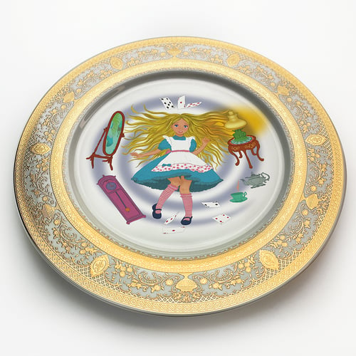 Image of  Alice falling down - Large Fine China Plate - #0743