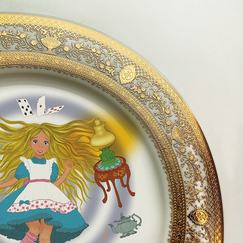 Image of  Alice falling down - Large Fine China Plate - #0743
