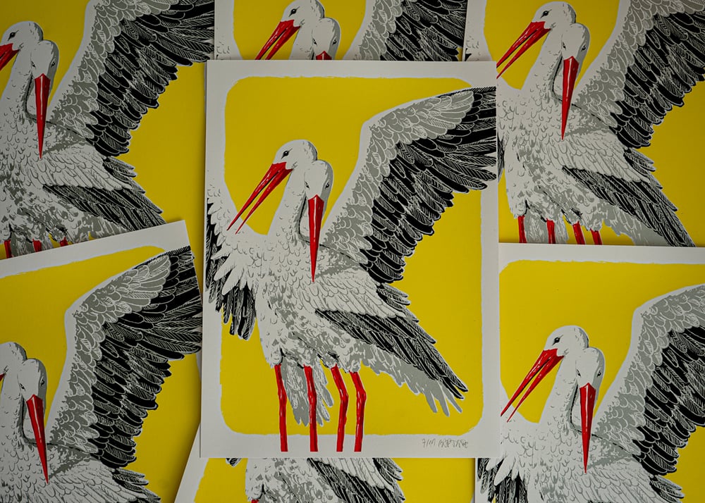 Image of Two storks (yellow)