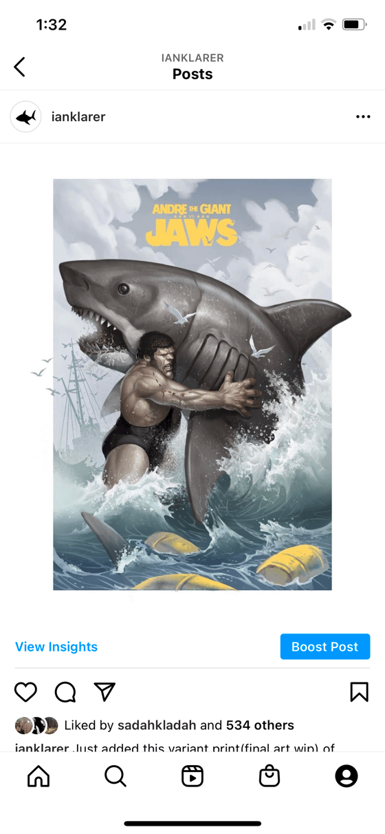 Image of jaws vs Andre 18x24 yellow barrel variant(1 available)