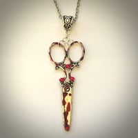 Image 2 of Bloody Scissors Antique Silver Necklace