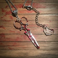 Image 1 of Bloody Scissors Antique Silver Necklace