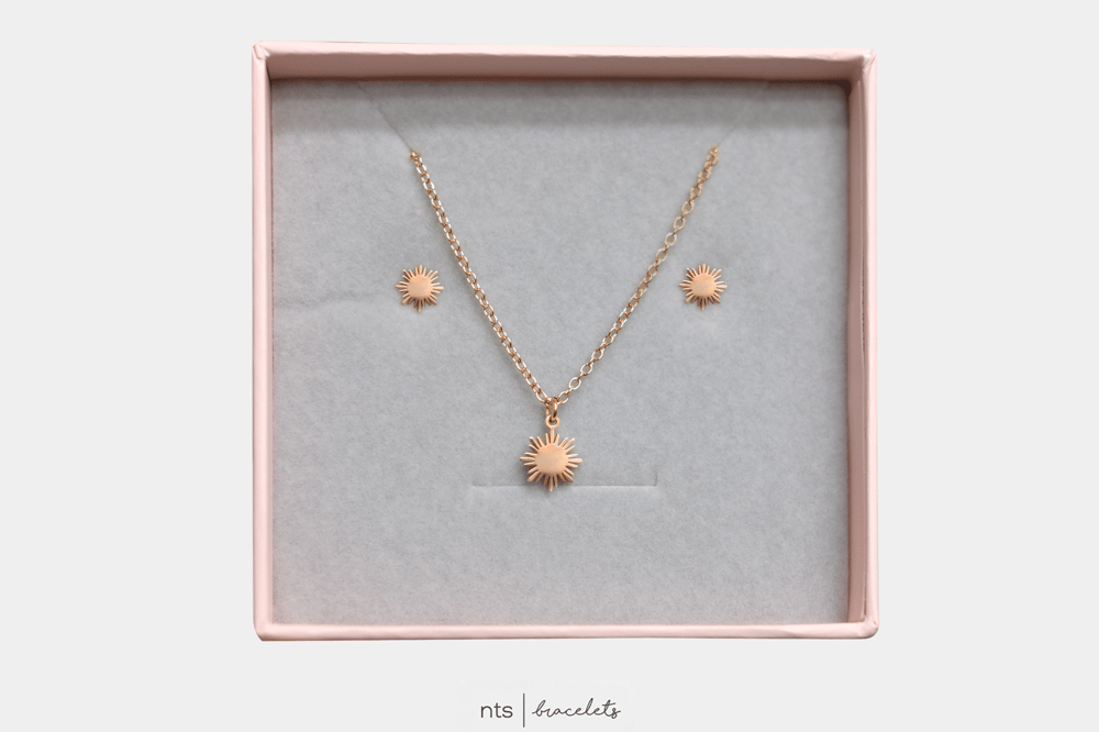 Image of LIMITED ROSE GOLD FILIPINA SUN NECKLACE & EARRING  BUNDLE (Sun + Rose Gold)