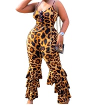 Image 1 of Ladies Plus Leopard Jumpsuit
