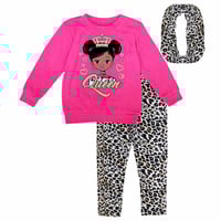 Image 1 of Girls Queen Long Sleeve Top Leopard Print 2 pc Legging Set