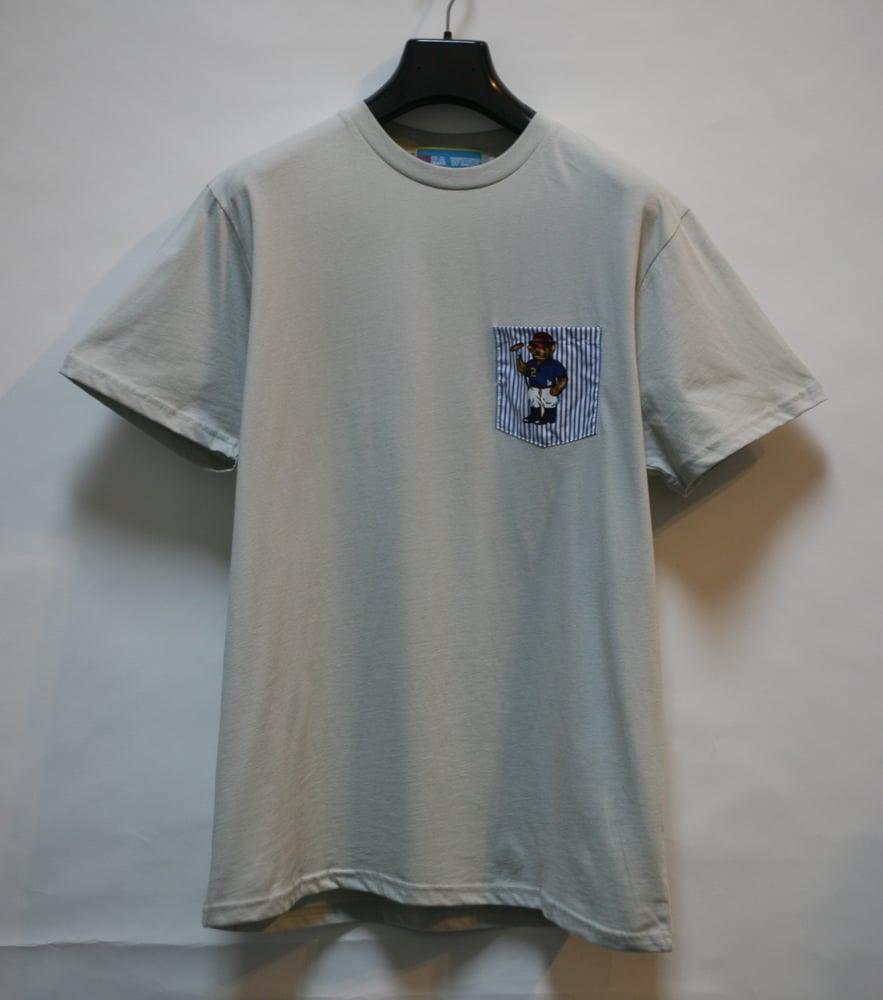 Image of Silver Grey Teddy Bear Pocket Tee Shirt