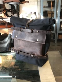 Image 1 of Motorbike bag / Motorcycle bag / Bicycle bag in waxed canvas  with horizontal straps