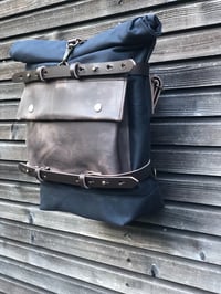 Image 2 of Motorbike bag / Motorcycle bag / Bicycle bag in waxed canvas  with horizontal straps