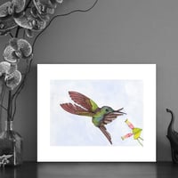 Image 1 of Print of an Empress Hummingbird with free Art Card