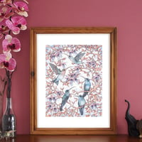 Image 3 of Print of hummingbirds & Fuchsia with free Art Card