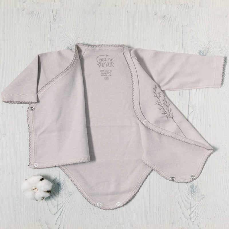 Image of Body Croisé Interlock Taupe En Coton Bio