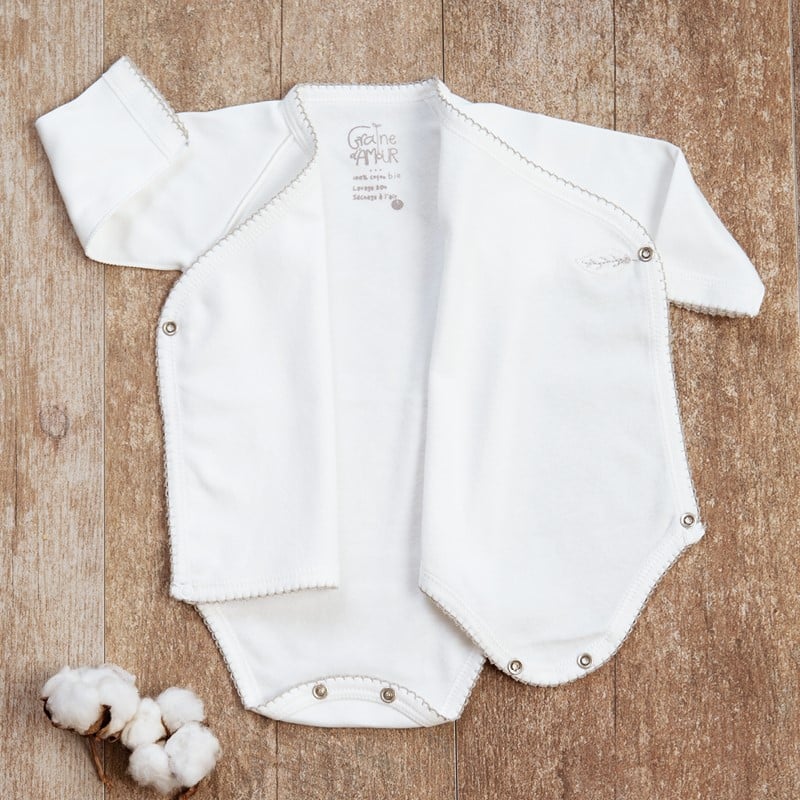 Image of Body Croisé En Bambou Bio Picot Taupe