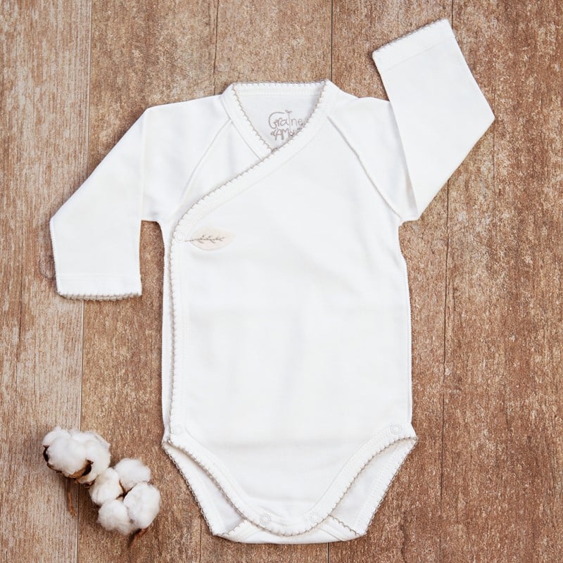 Image of Body Croisé En Bambou Bio Picot Taupe