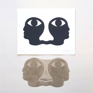 Image of Linocut print 50 x 40 cm ‘Vision Commune’